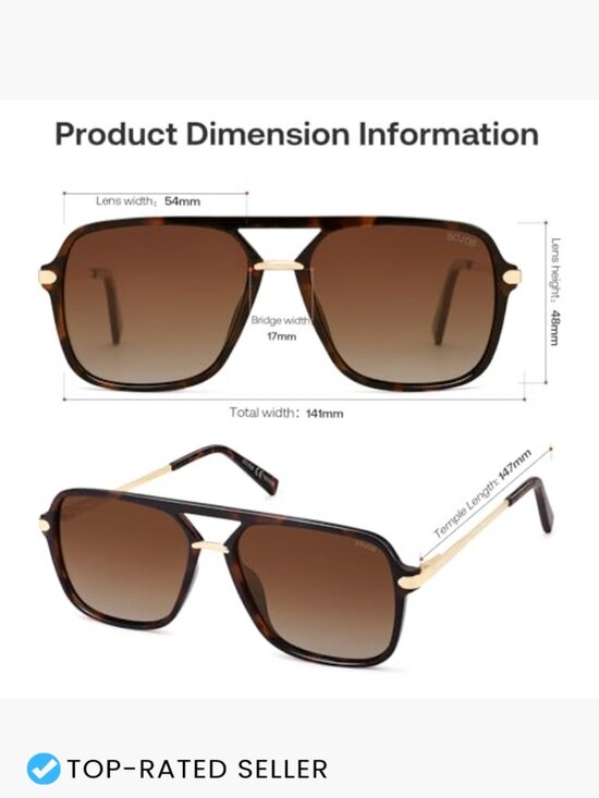 Square Retro Aviator Sunglasses Polarized UV Protection Unisex Trendy Shades main image 5